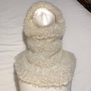 White Curly Fleece Infinity Scarf one fits unisex